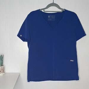 FIGS Scrubs Casma Three-Pocket Scrub Top in Royal Blue - Women's Size Medium